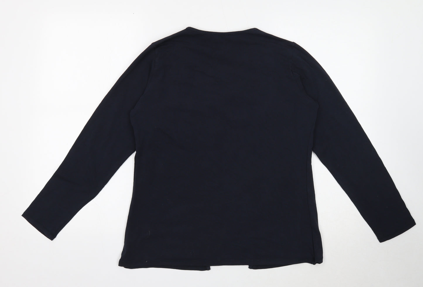 JoJo Maman Womens Blue Round Neck Striped Cotton Pullover Jumper Size L