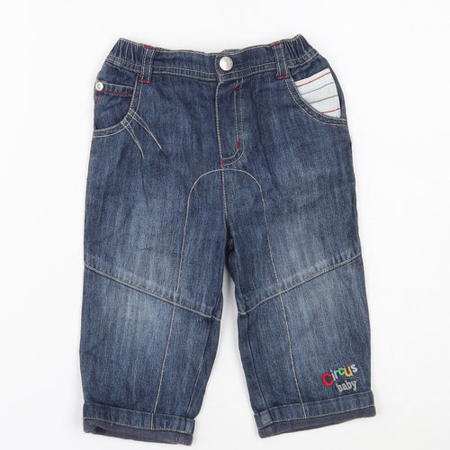 Blue Zoo Boys Blue Cotton Capri Jeans Size 9-12 Months Button