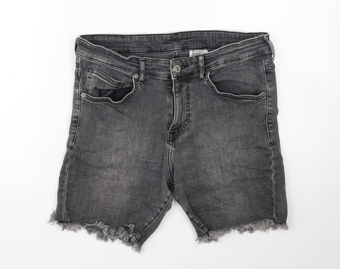 H&M Womens Grey Cotton Cut-Off Shorts Size 4 Regular Button