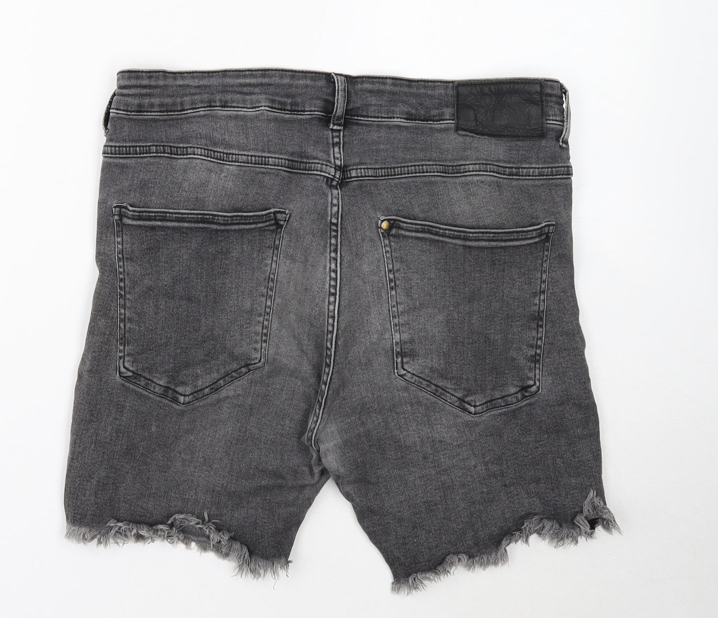 H&M Womens Grey Cotton Cut-Off Shorts Size 4 Regular Button