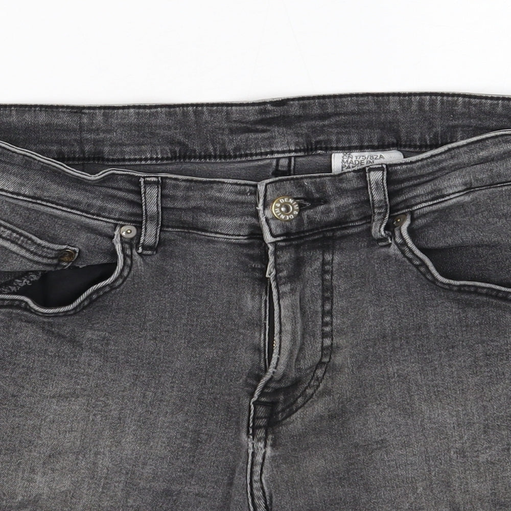 H&M Womens Grey Cotton Cut-Off Shorts Size 4 Regular Button
