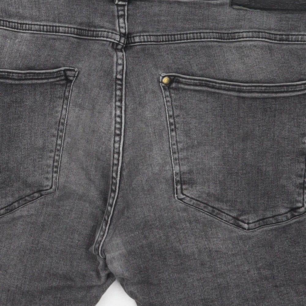 H&M Womens Grey Cotton Cut-Off Shorts Size 4 Regular Button