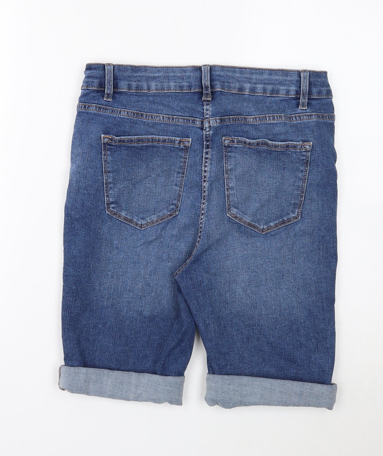 Papaya Womens Blue Cotton Skimmer Shorts Size 12 Regular Button