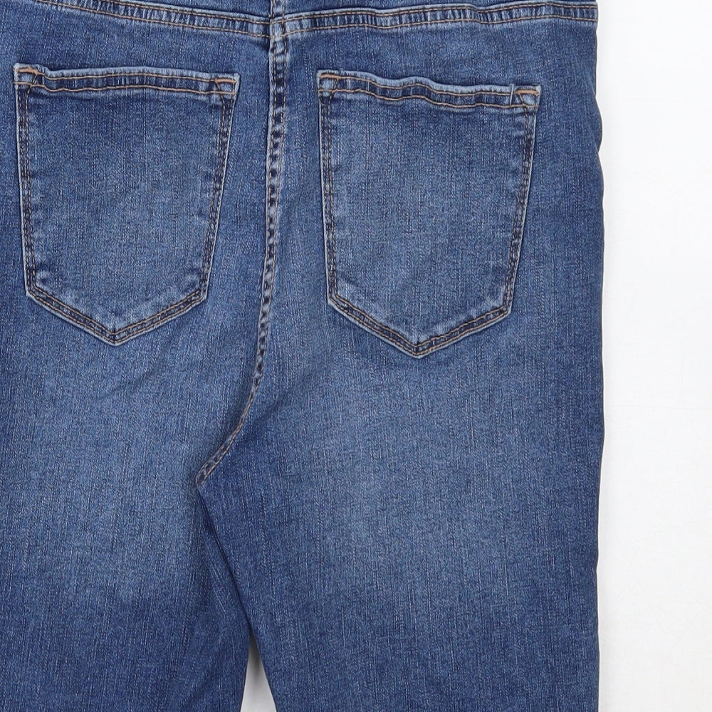 Papaya Womens Blue Cotton Skimmer Shorts Size 12 Regular Button