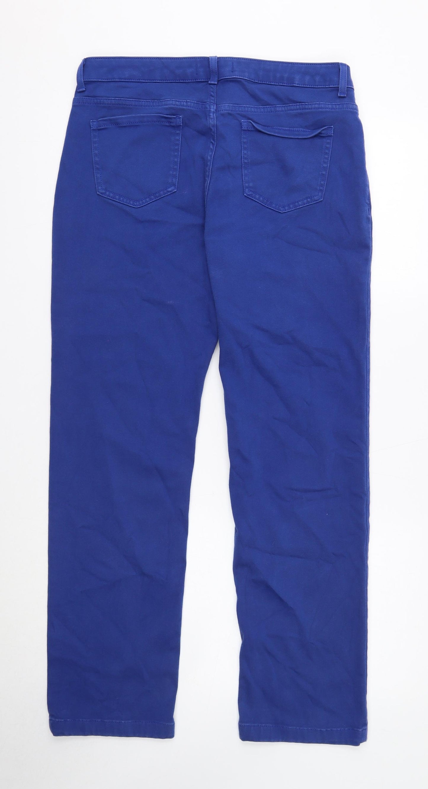 Marks and Spencer Womens Blue Cotton Straight Jeans Size 14 Regular Button