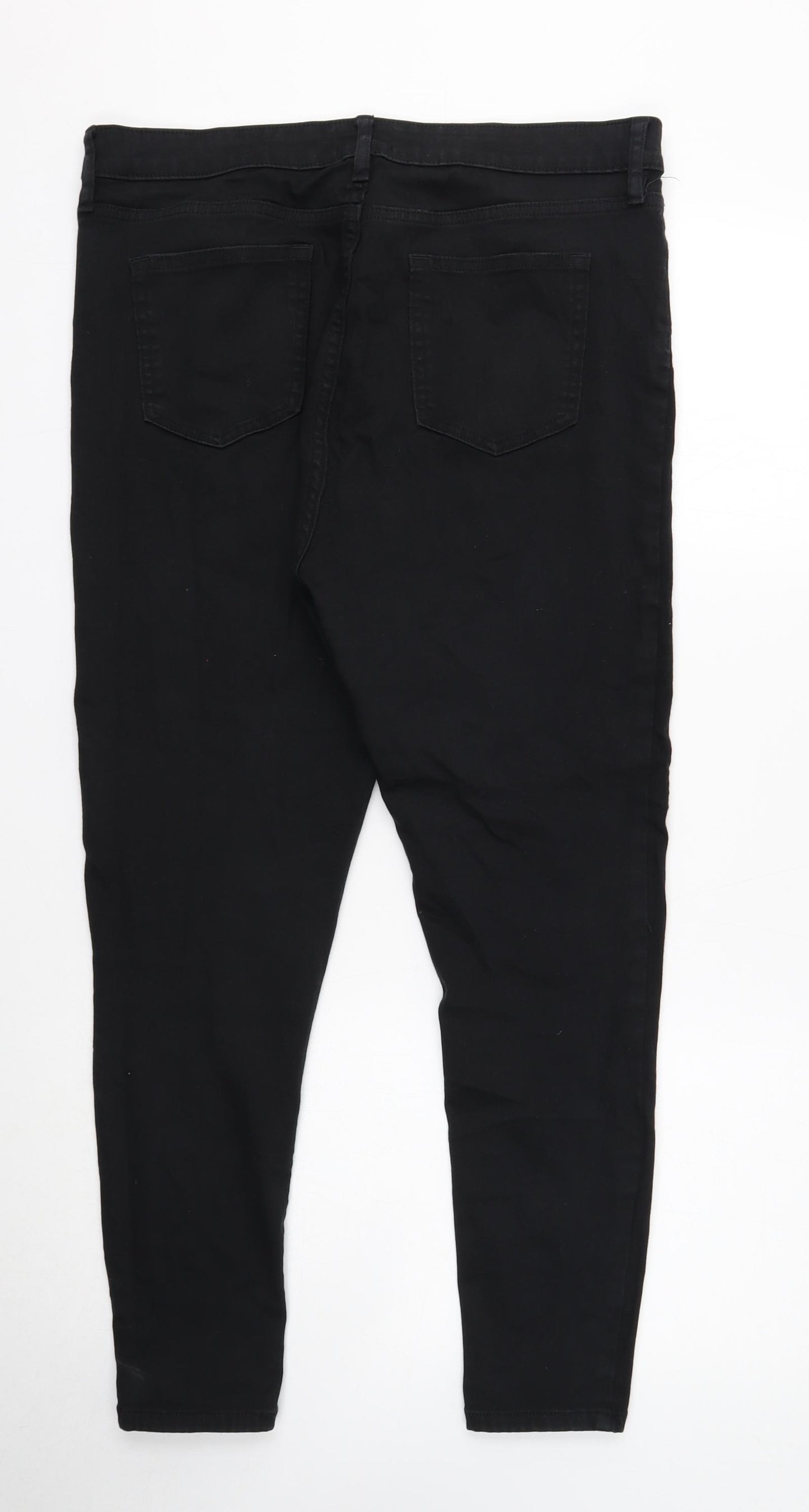 F&F Womens Black Cotton Skinny Jeans Size 16 Regular Button