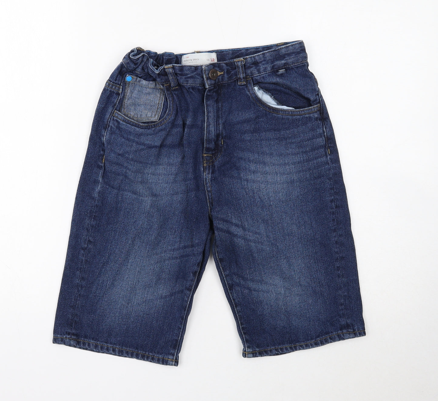 Premium Denim Collection Boys Blue Cotton Cropped Jeans Size 12 Years Regular Button