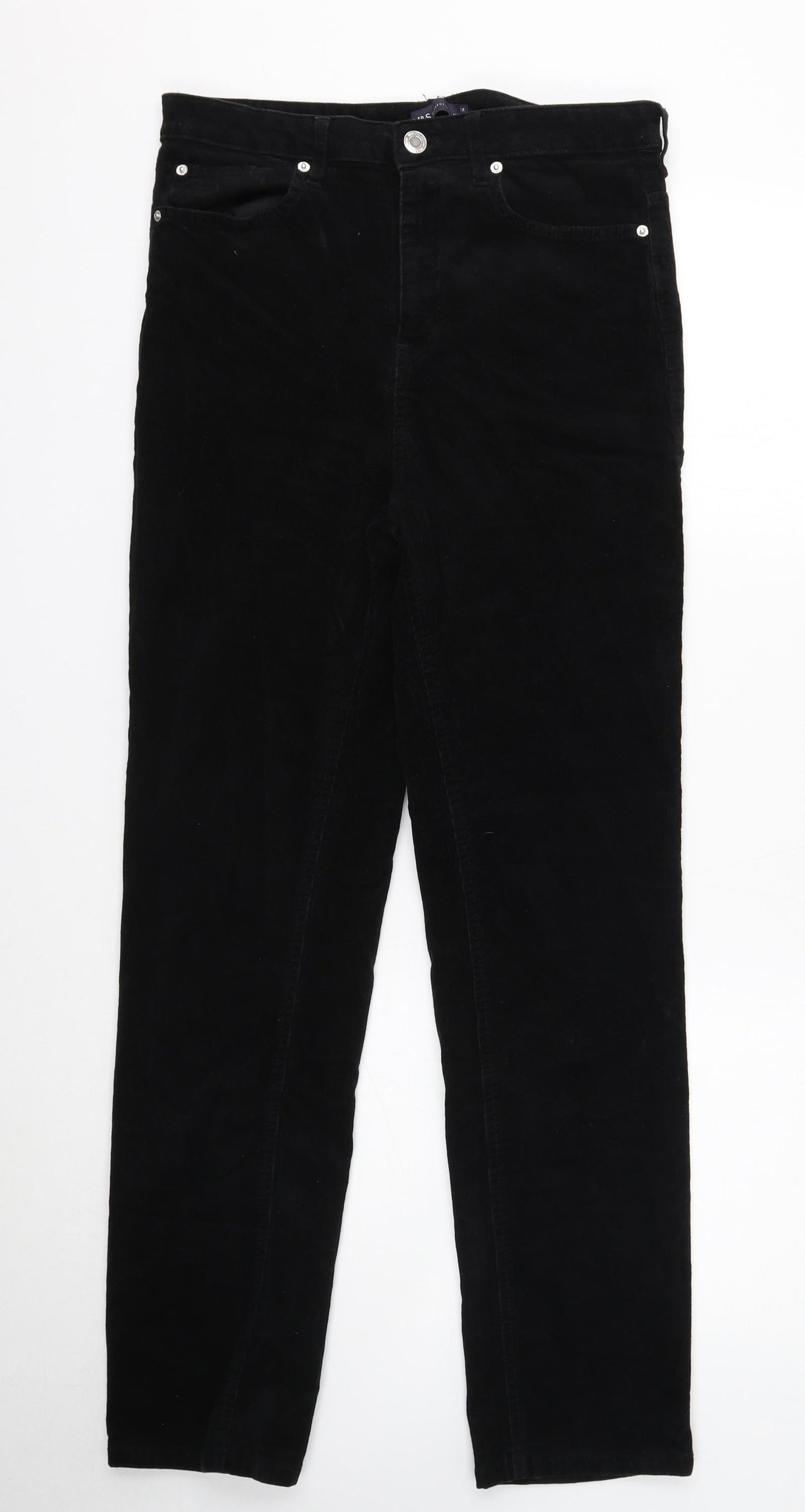 Marks and Spencer Womens Black Cotton Skinny Jeans Size 14 Regular Button