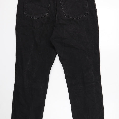 Lands' End Mens Black Cotton Straight Jeans Size 32 in Regular Button