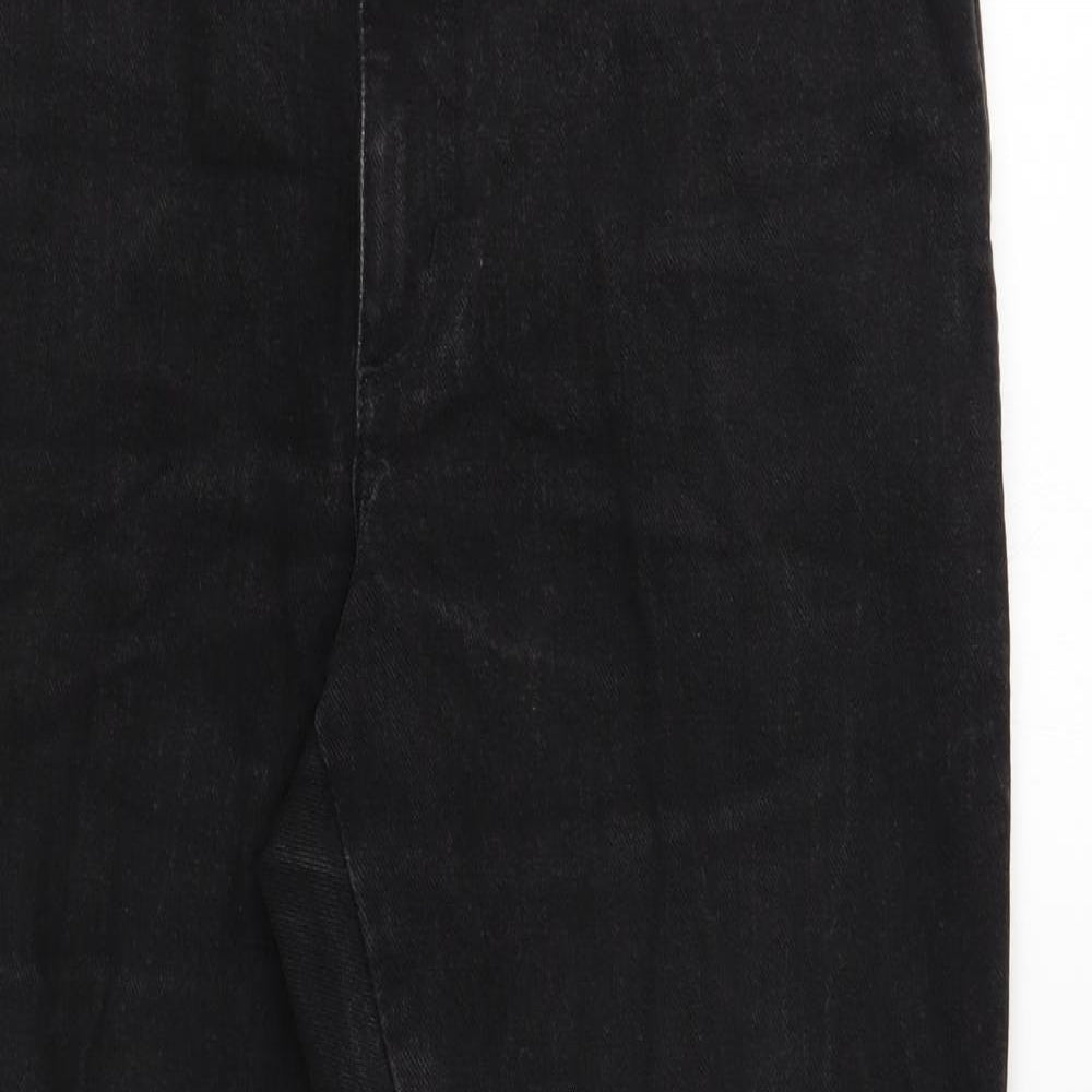 Lands' End Mens Black Cotton Straight Jeans Size 32 in Regular Button