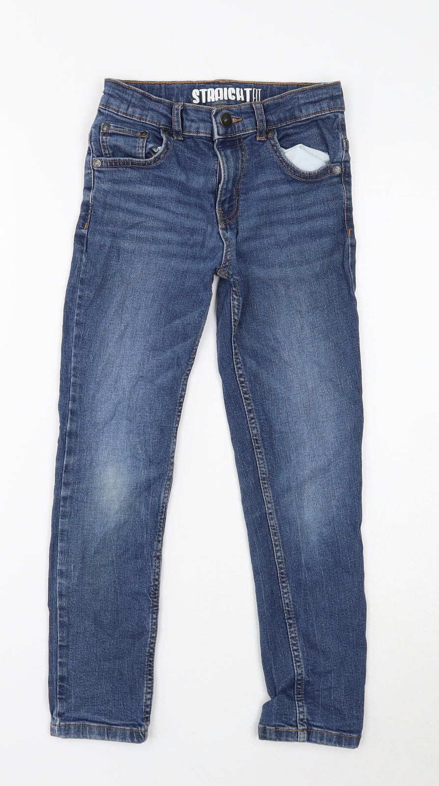 TU Boys Blue Cotton Straight Jeans Size 8 Years Regular Button