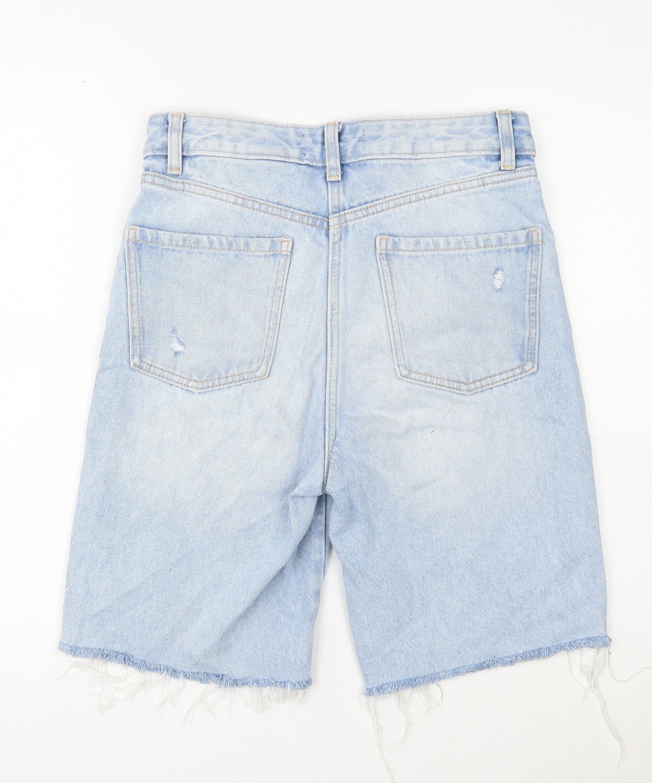 NEXT Womens Blue Cotton Cut-Off Shorts Size 6 Regular Button - Distressed