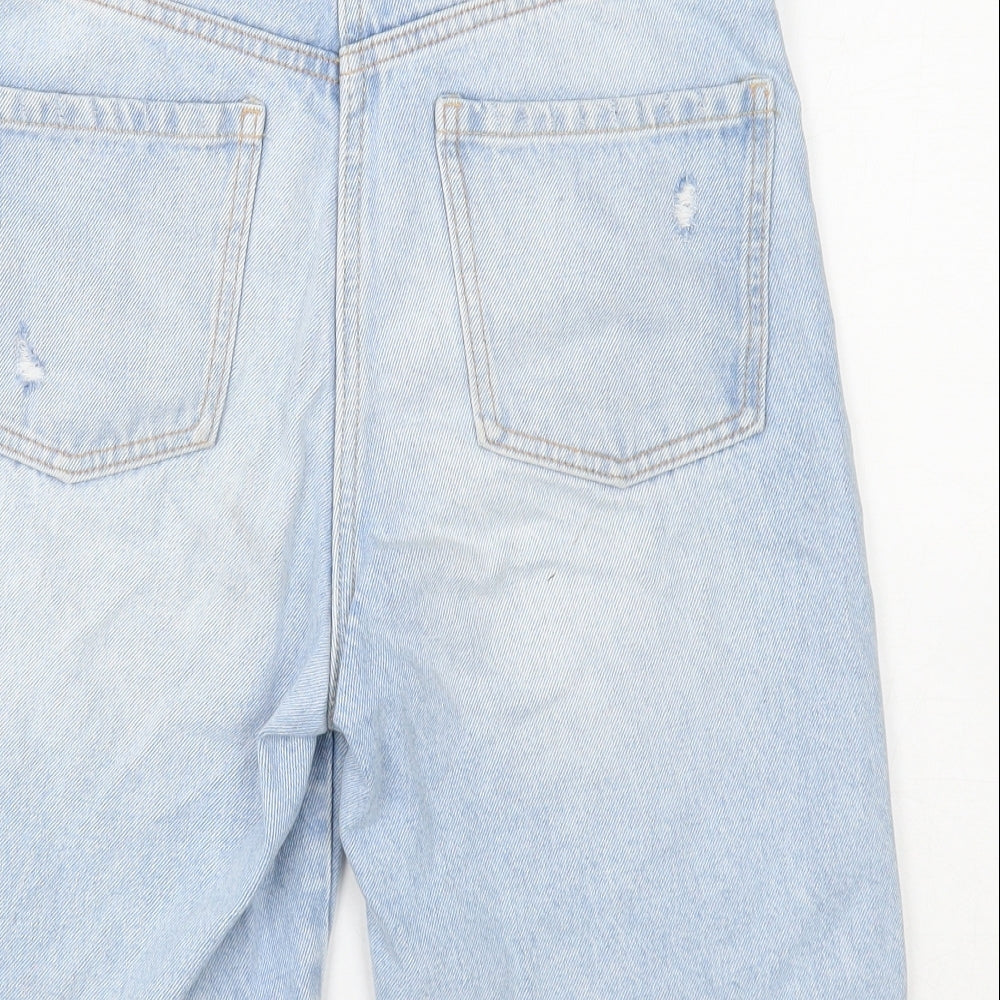 NEXT Womens Blue Cotton Cut-Off Shorts Size 6 Regular Button - Distressed