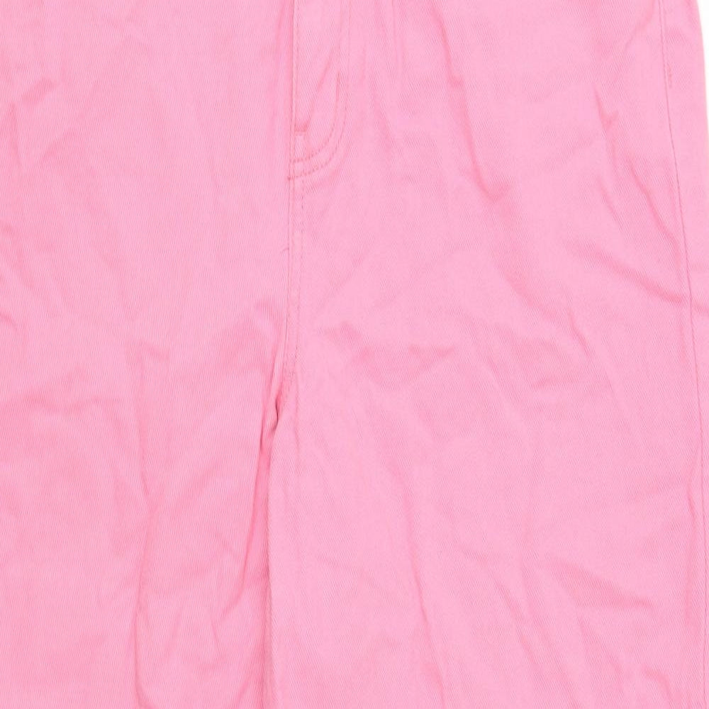 F&F Womens Pink Cotton Straight Jeans Size 14 Regular Button