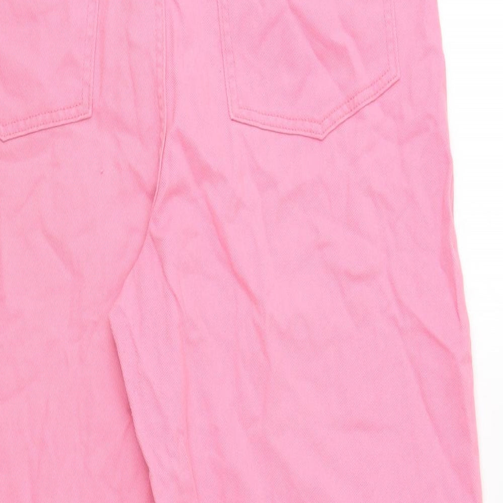 F&F Womens Pink Cotton Straight Jeans Size 14 Regular Button