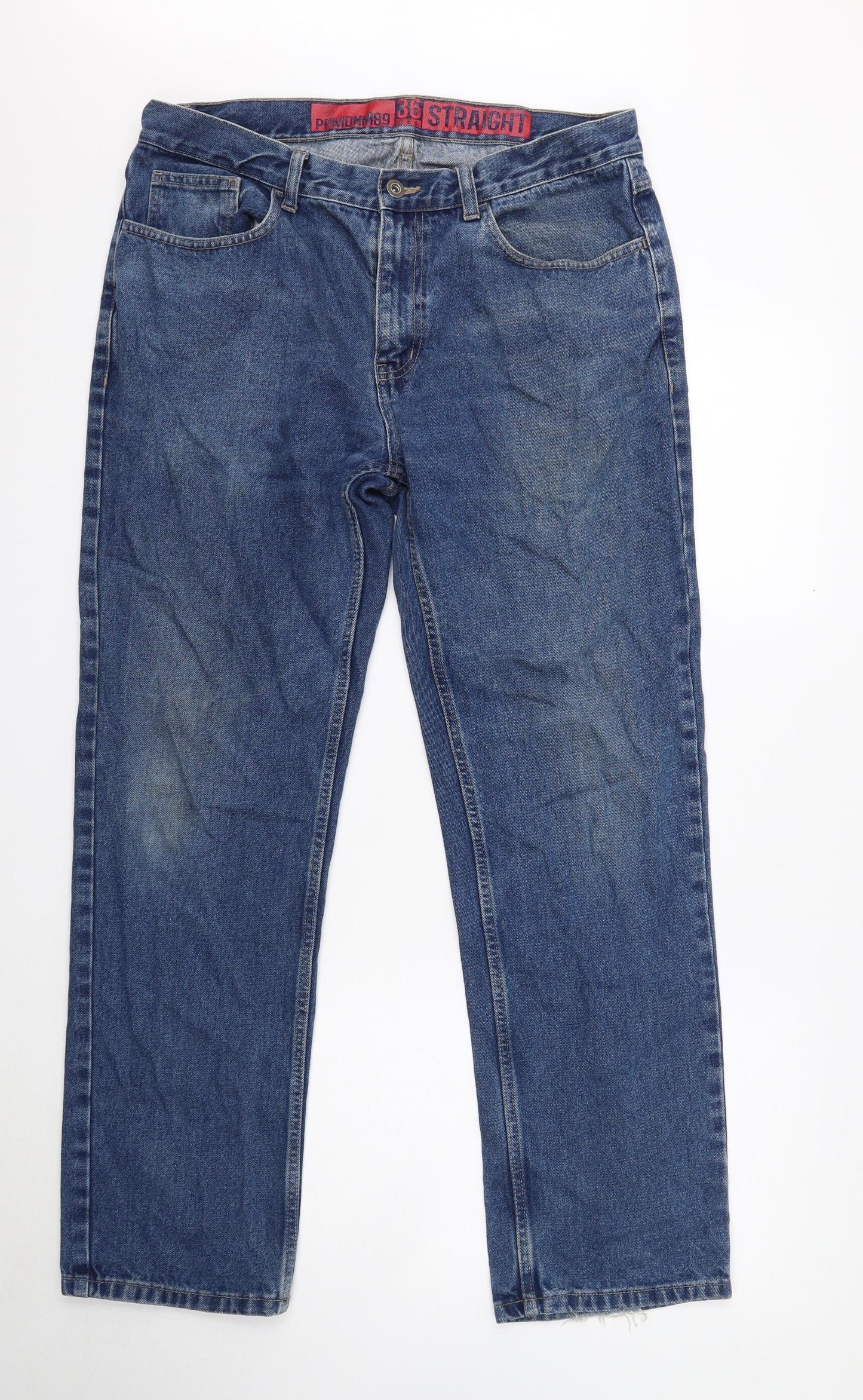 George Mens Blue Cotton Straight Jeans Size 36 in L31 in Regular Button