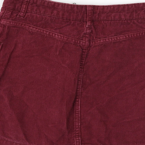 Topshop Womens Purple Cotton Mini Skirt Size 6 Zip
