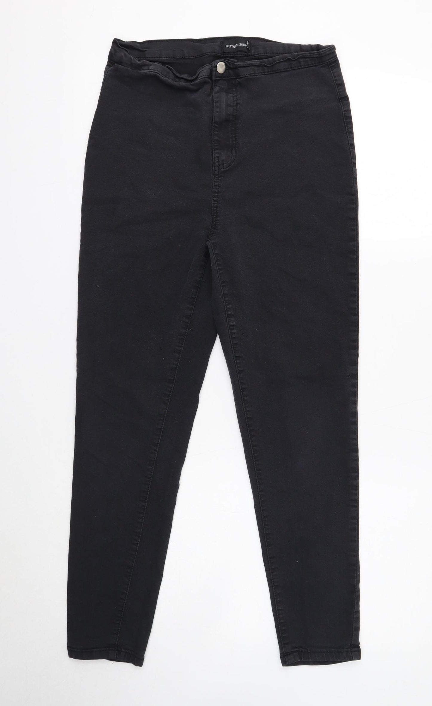 PRETTYLITTLETHING Womens Black Cotton Skinny Jeans Size 12 Regular Button