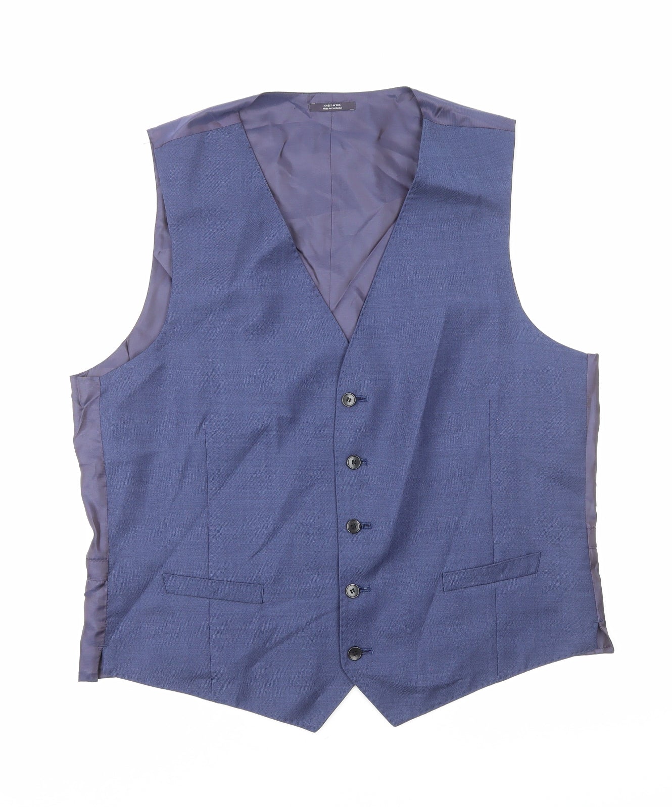 Marks and Spencer Mens Blue Wool Jacket Suit Waistcoat Size M