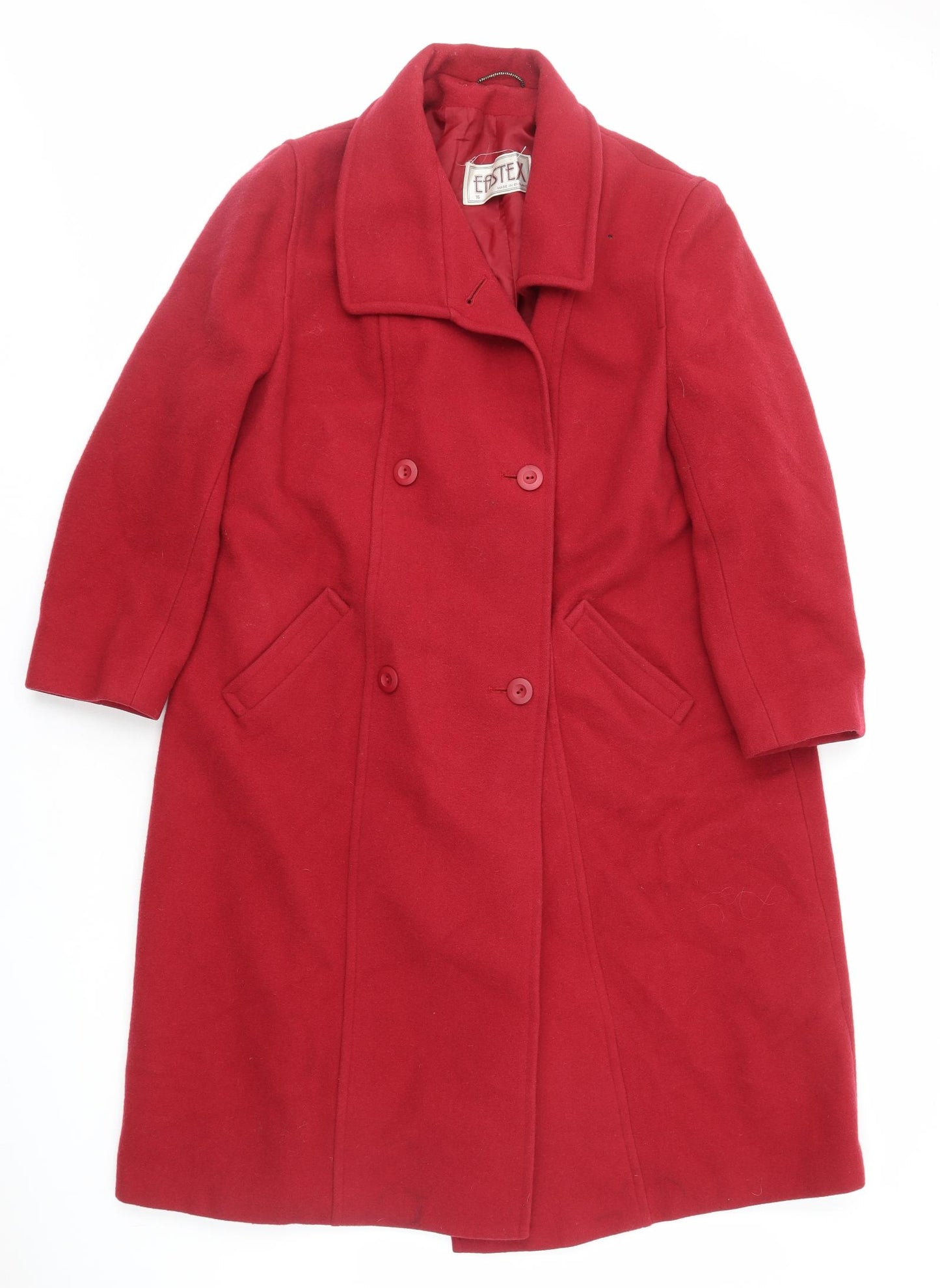 Eastex Womens Red Overcoat Coat Size 16 Button