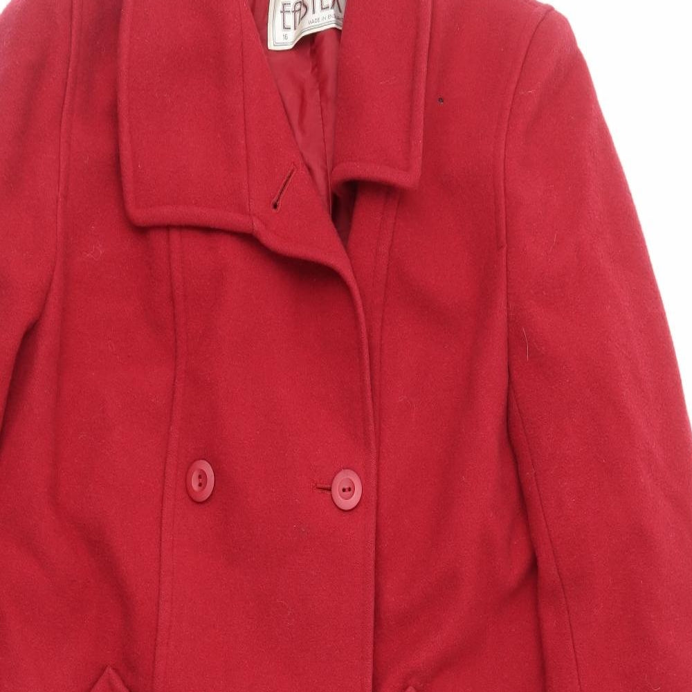 Eastex Womens Red Overcoat Coat Size 16 Button