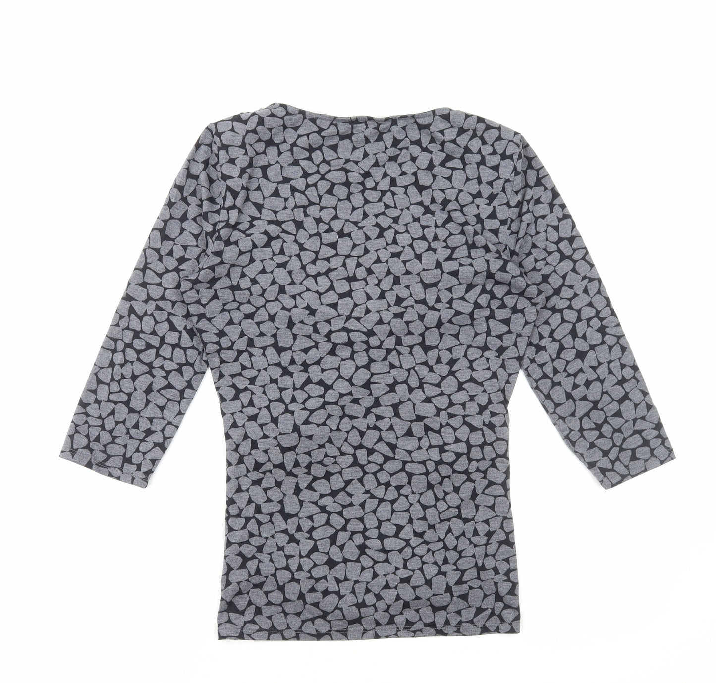 Phase Eight Womens Grey Geometric Polyester Basic Blouse Size 12 V-Neck - Ruched