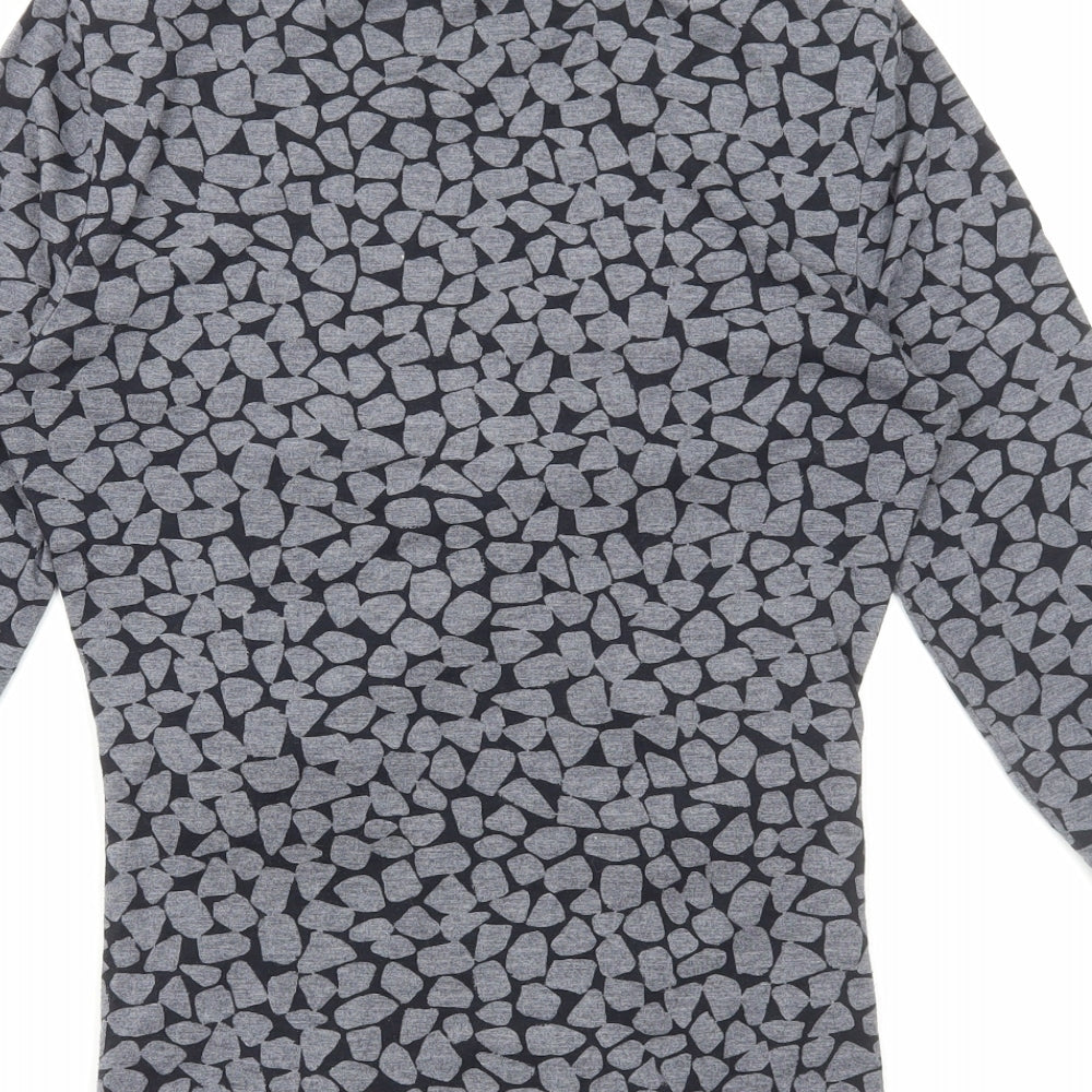 Phase Eight Womens Grey Geometric Polyester Basic Blouse Size 12 V-Neck - Ruched