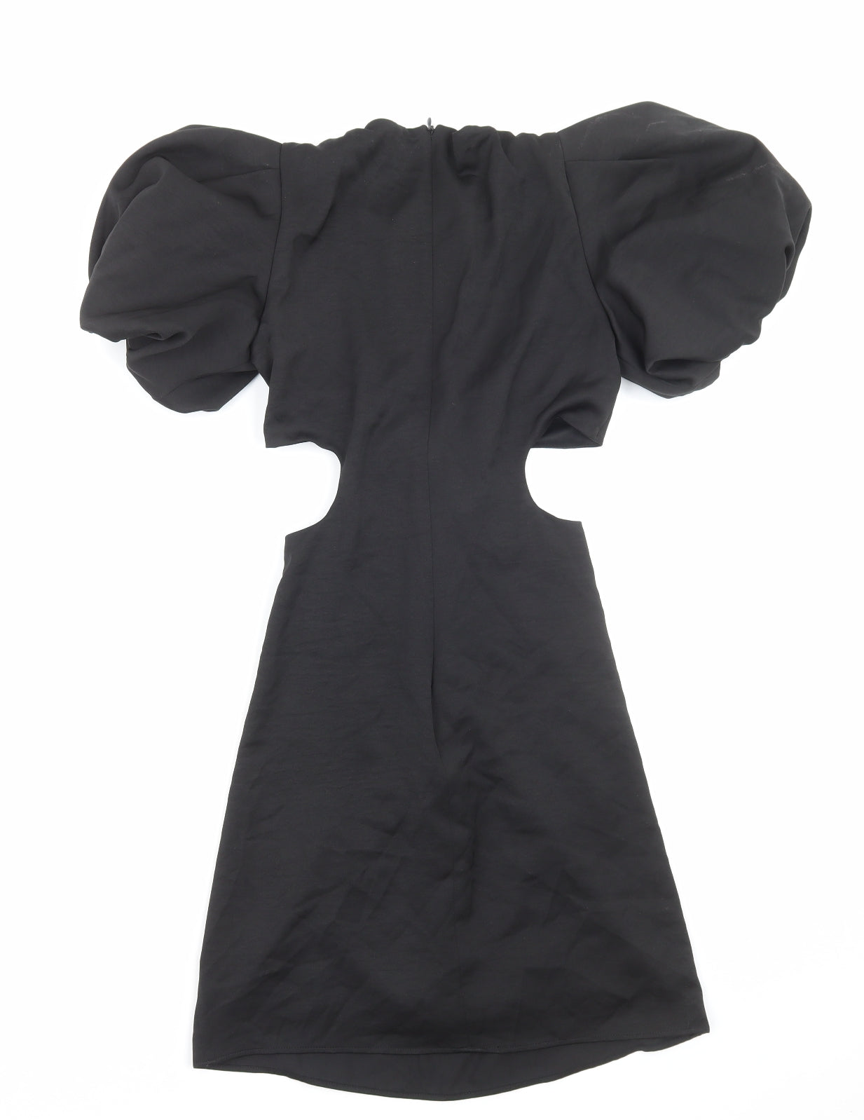 Zara Womens Black Polyester Pencil Dress Size S Round Neck Zip