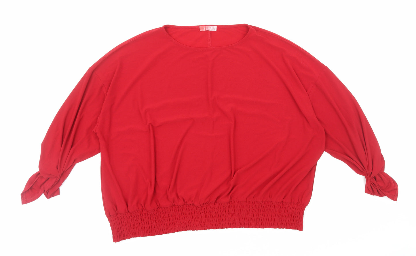 Love Scarlett Womens Red Polyester Basic Blouse Size 2XL Round Neck