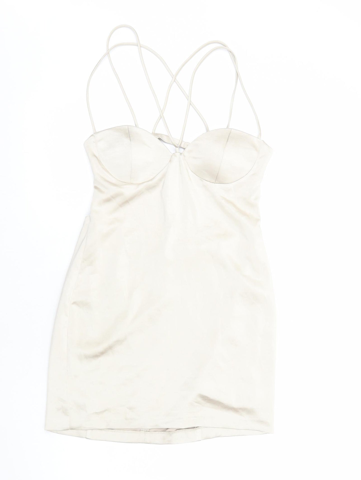 Zara Womens Ivory Polyester Mini Size L Sweetheart Zip