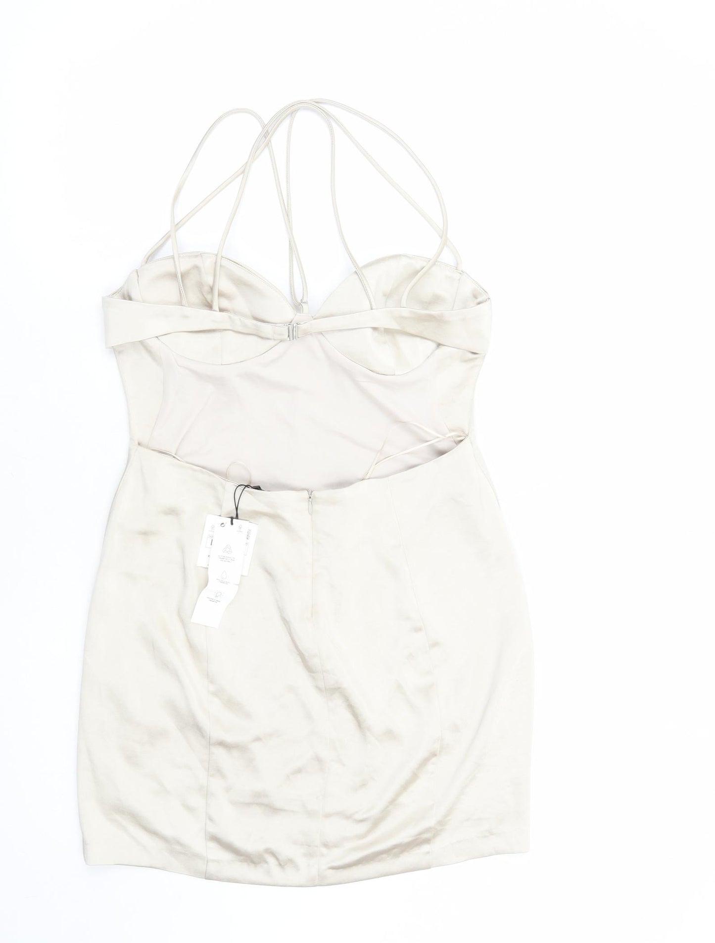 Zara Womens Ivory Polyester Mini Size L Sweetheart Zip