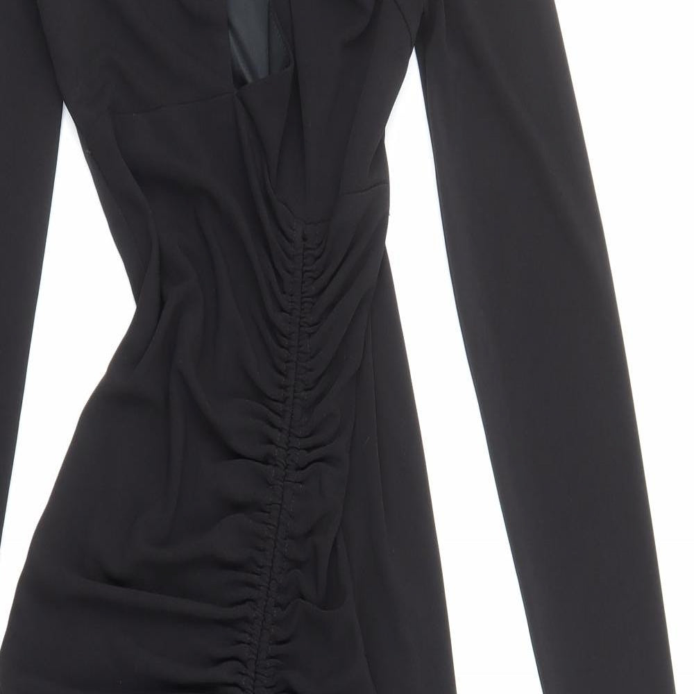 Zara Womens Black Polyester Maxi Size XS Square Neck Zip