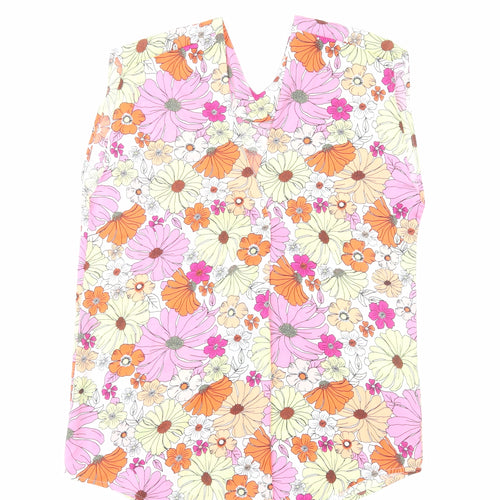 Marks and Spencer Womens Multicoloured Floral Polyester Basic Tank Size 6 V-Neck