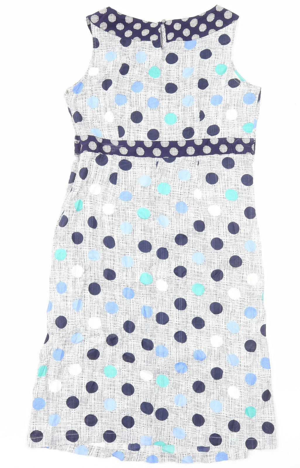 Maine Womens Blue Polka Dot Cotton Shift Size 14 Boat Neck Pullover