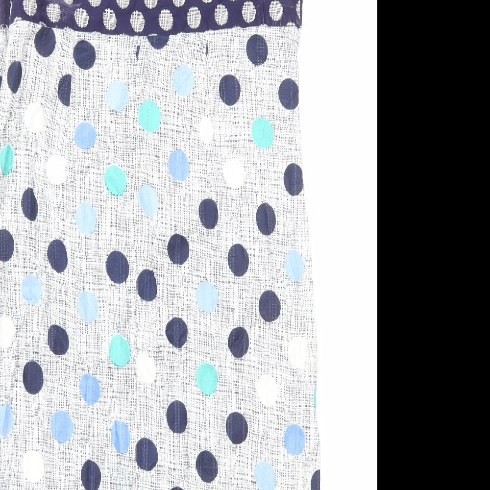 Maine Womens Blue Polka Dot Cotton Shift Size 14 Boat Neck Pullover