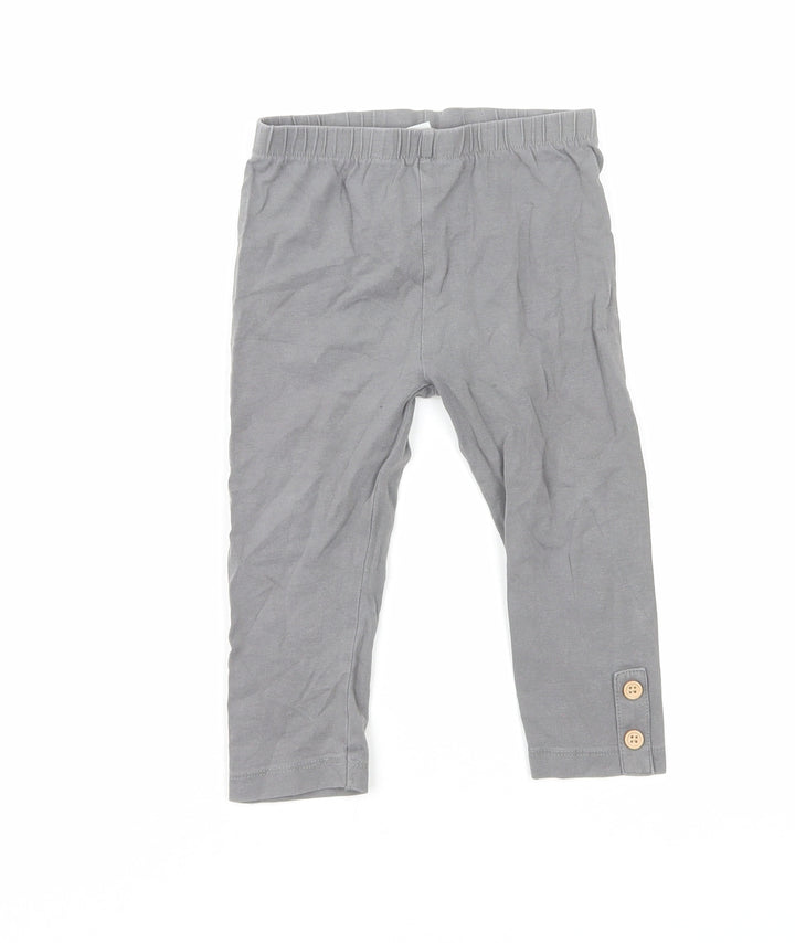 TU Girls Grey Cotton Jogger Trousers Size 12 Months Pullover - Leggings