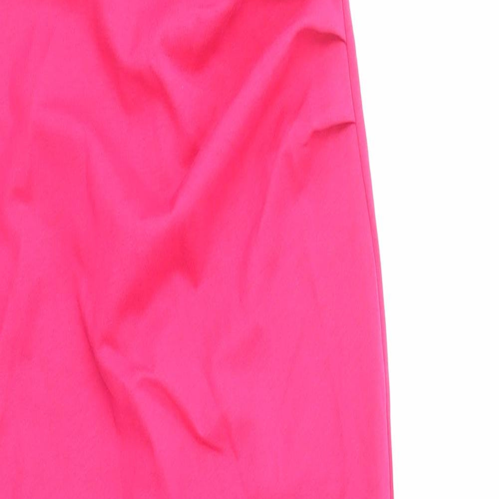 Zara Womens Pink Cotton Sheath Size S Square Neck Zip