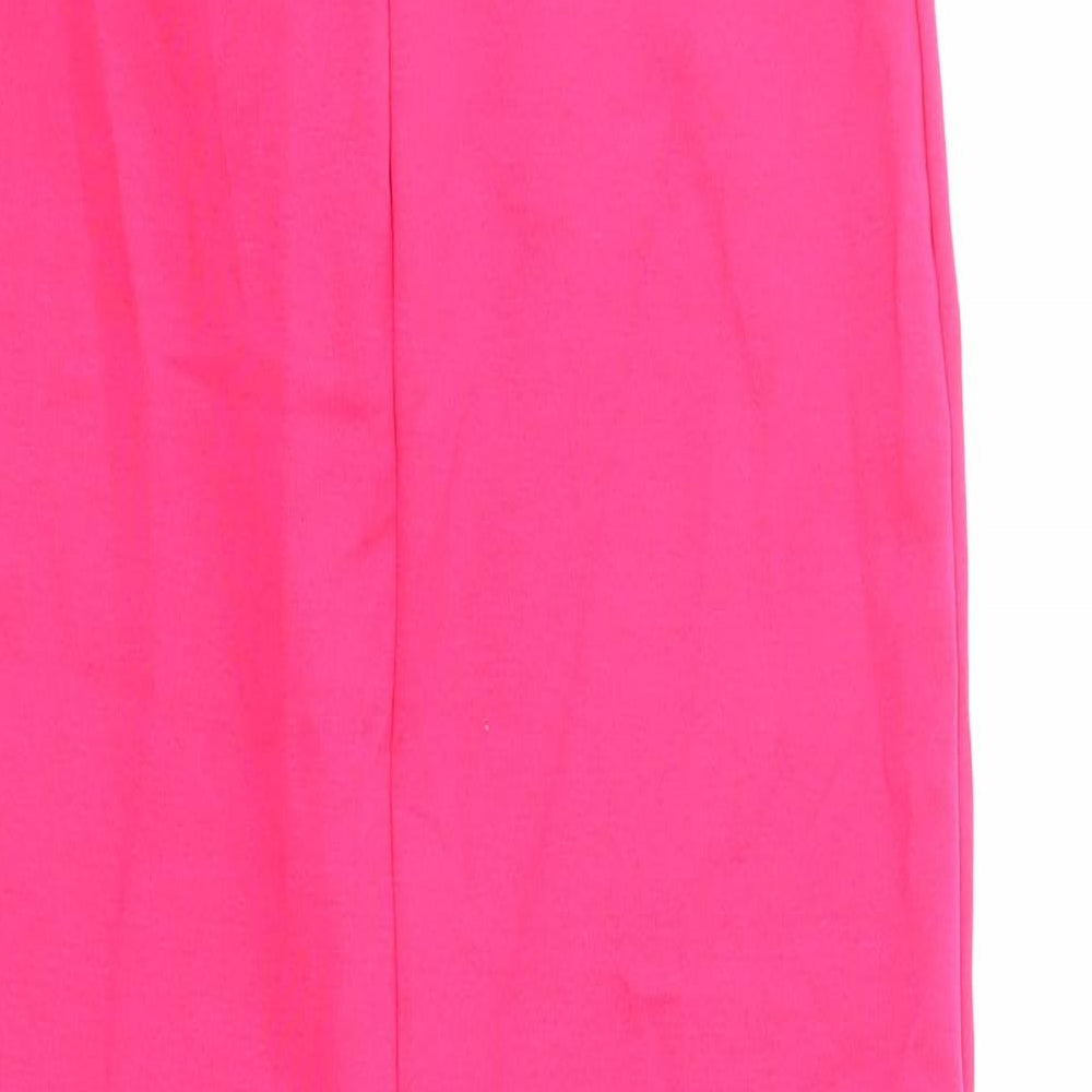 Zara Womens Pink Cotton Sheath Size S Square Neck Zip