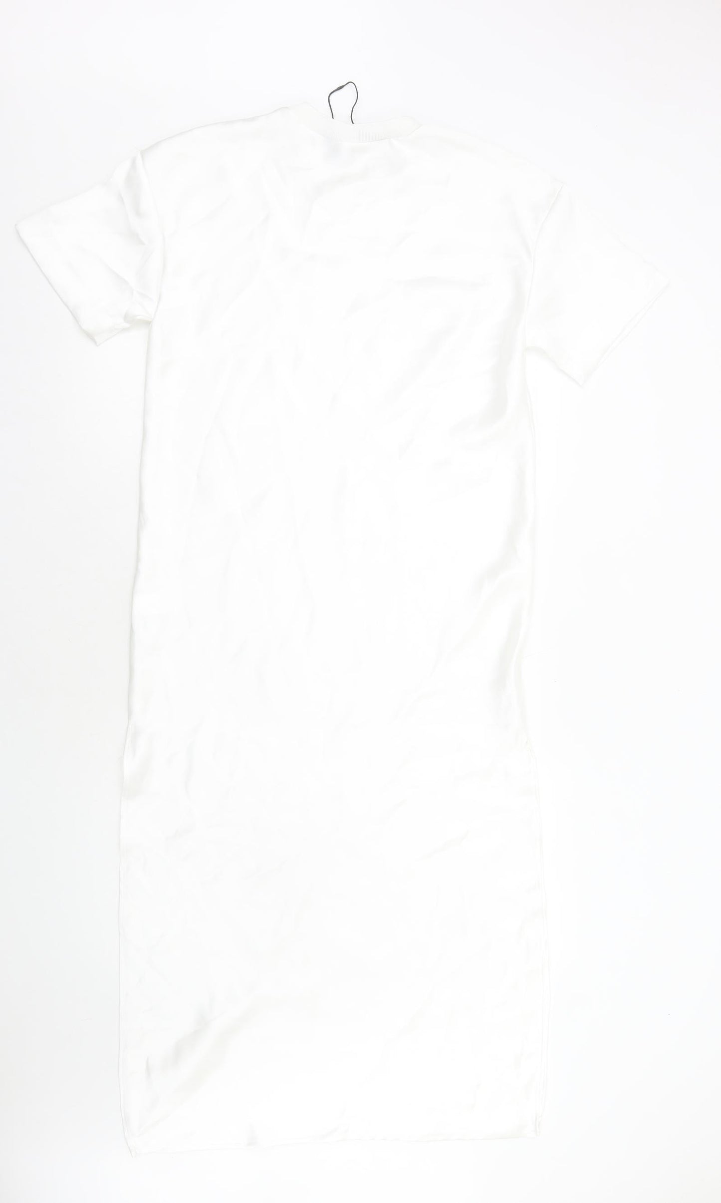 Zara Womens White Polyester T-Shirt Dress Size XS Cowl Neck Pullover