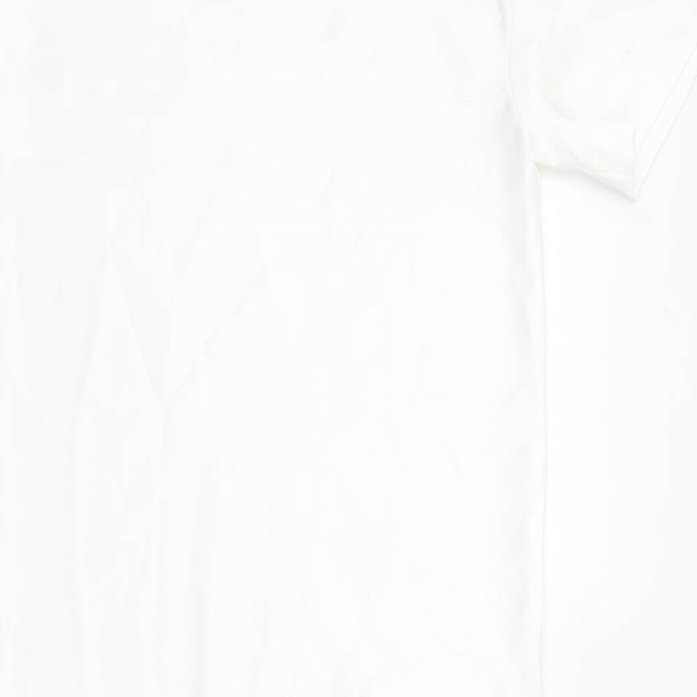 Zara Womens White Polyester T-Shirt Dress Size XS Cowl Neck Pullover