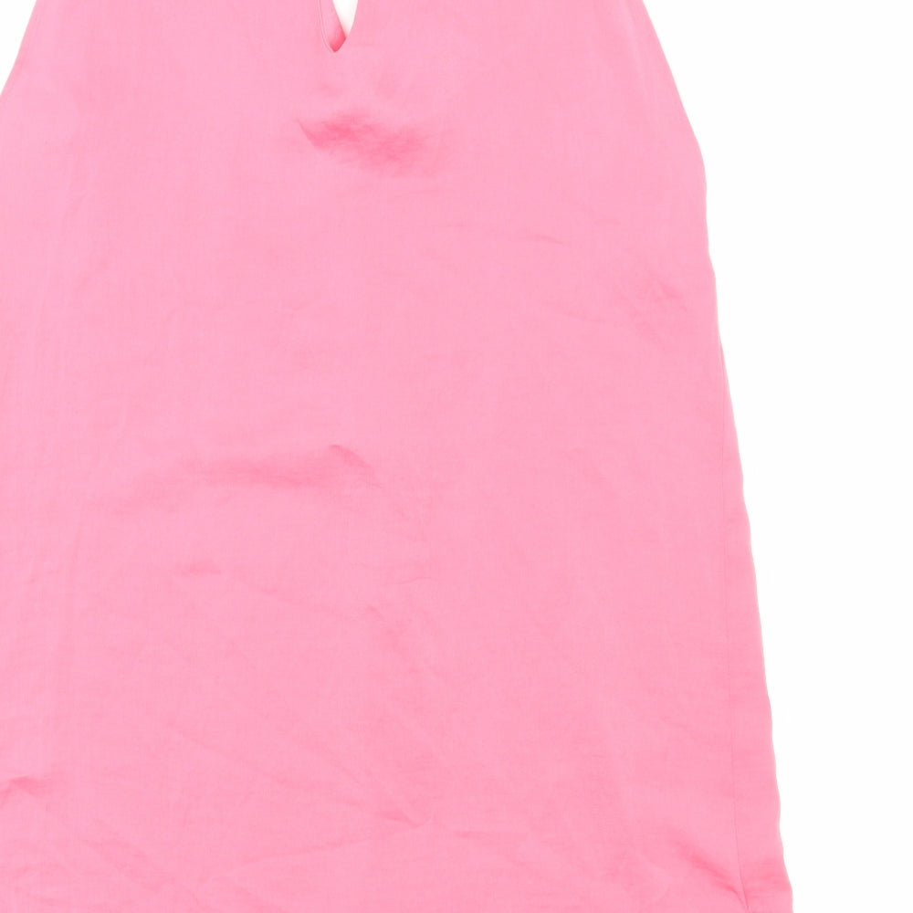 Marks and Spencer Womens Pink Polyester Basic Tank Size 6 V-Neck
