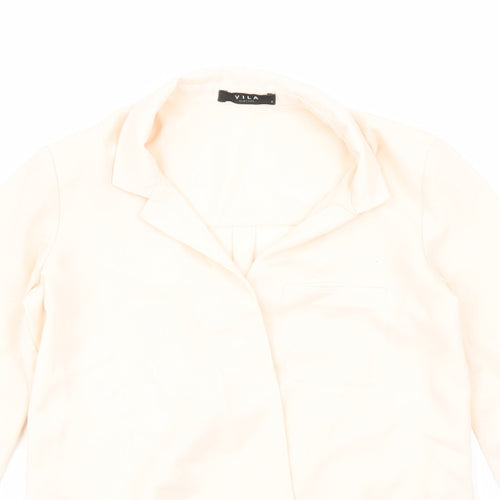 VILA Womens Pink Polyester Basic Button-Up Size S Collared