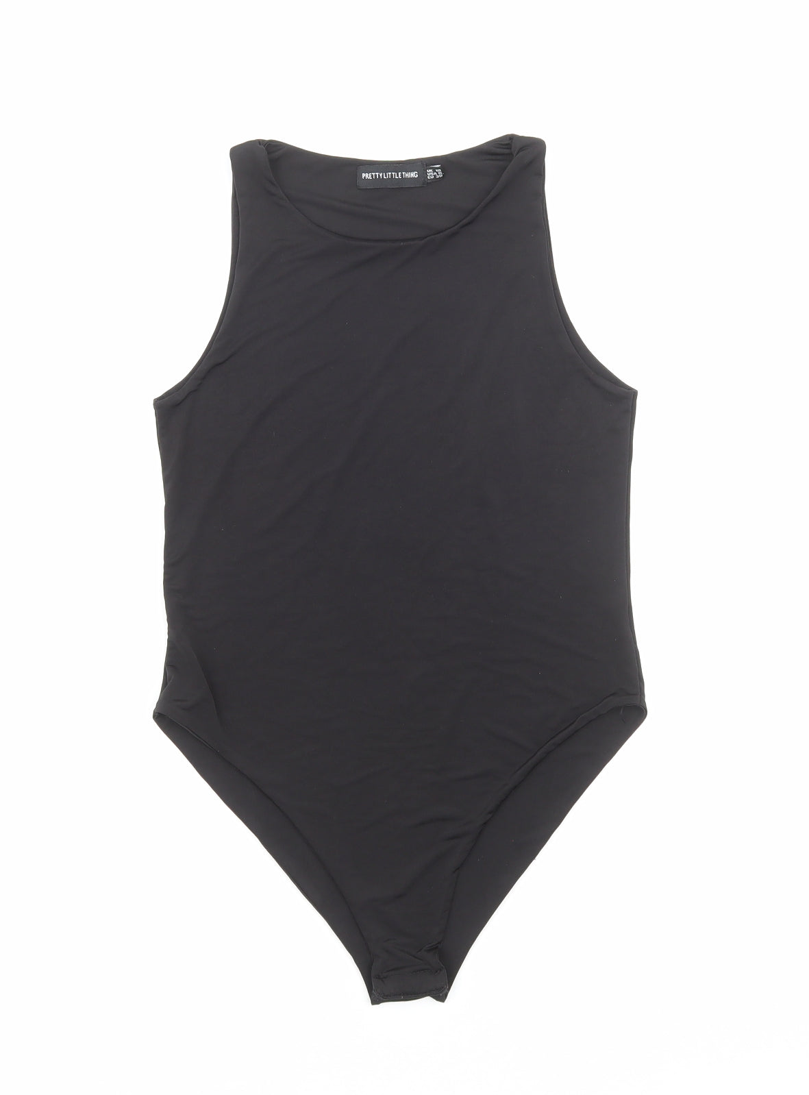 PRETTYLITTLETHING Womens Black Polyamide Blend Bodysuit One-Piece Size 10 Snap