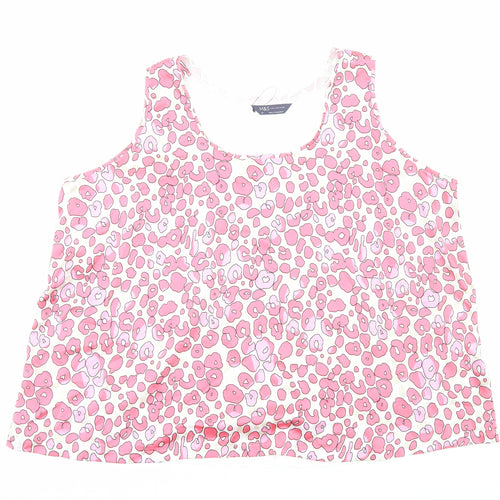 Marks and Spencer Womens Pink Animal Print Polyester Basic Tank Size 20 Scoop Neck