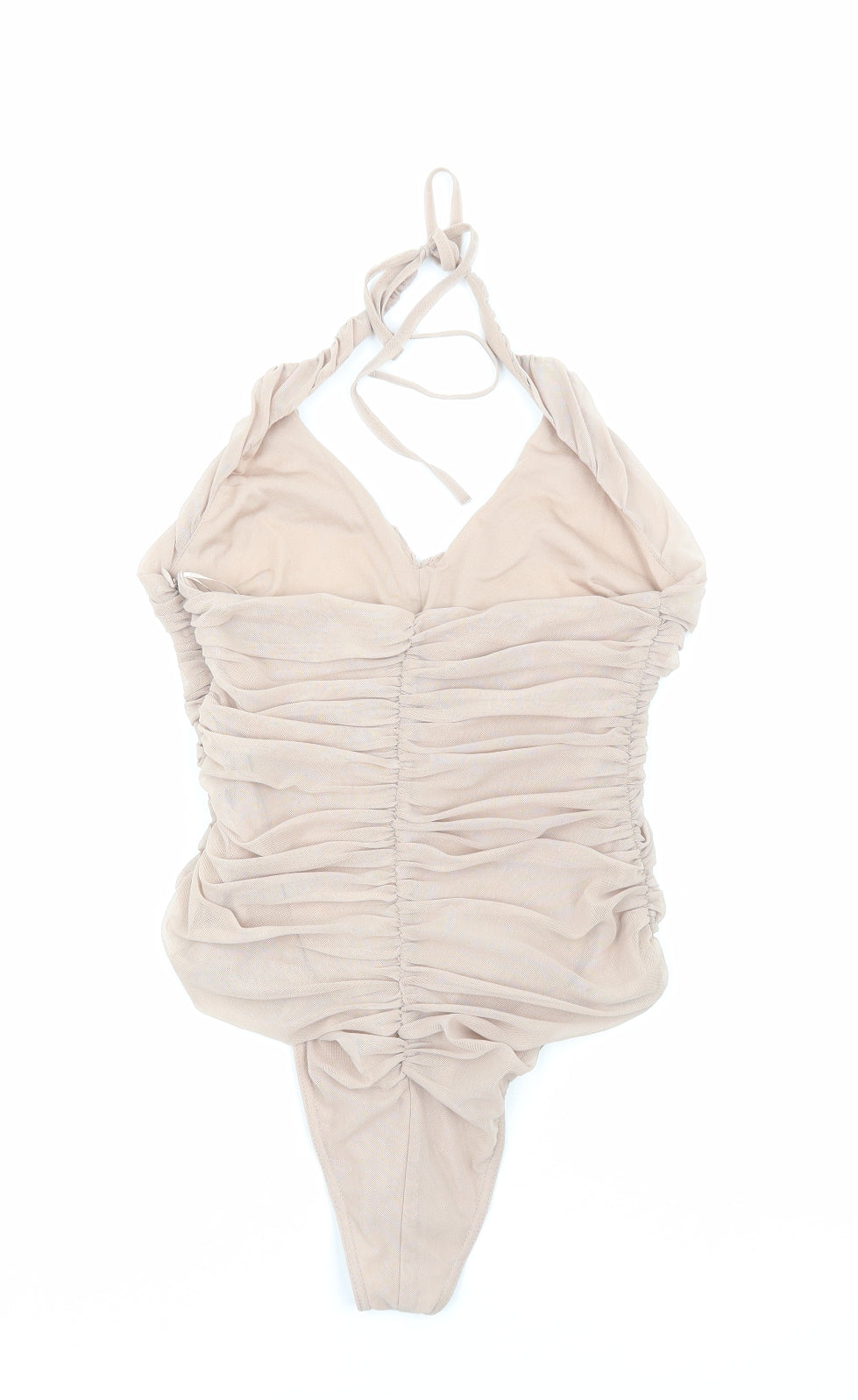 Zara Womens Beige Polyester Bodysuit One-Piece Size M Zip