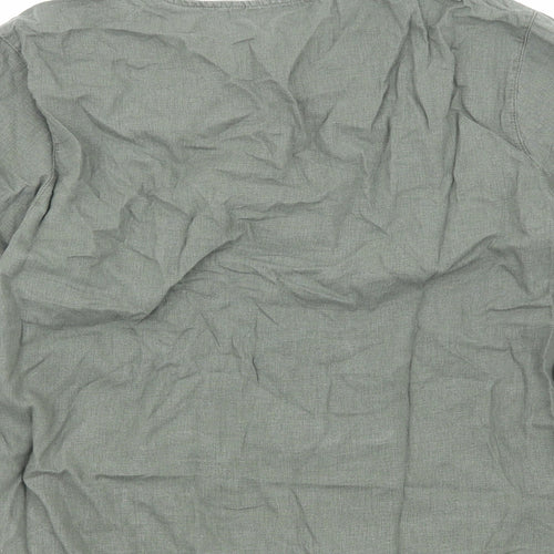 Marks and Spencer Womens Green Cotton Basic Button-Up Size 14 Round Neck