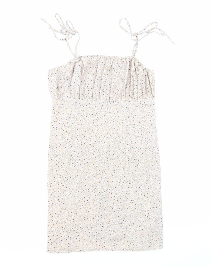 Missguided Womens Beige Floral Polyester Mini Size 14 Square Neck Zip