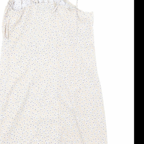 Missguided Womens Beige Floral Polyester Mini Size 14 Square Neck Zip