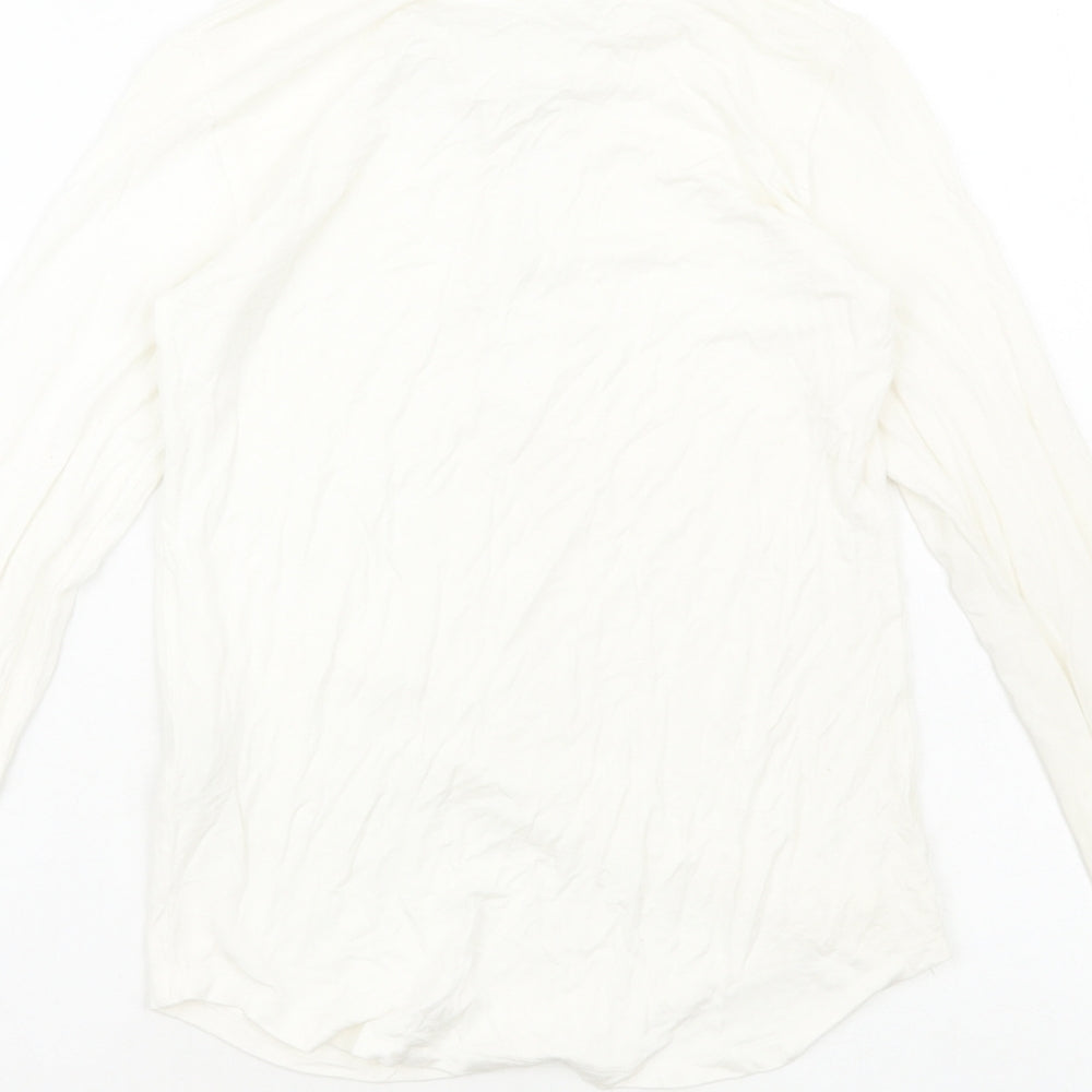 Joseph Womens White Viscose Basic T-Shirt Size S V-Neck - Embellished Neckline