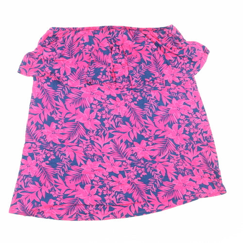 Very Womens Pink Floral Viscose Basic Tank Size 18 Off the Shoulder